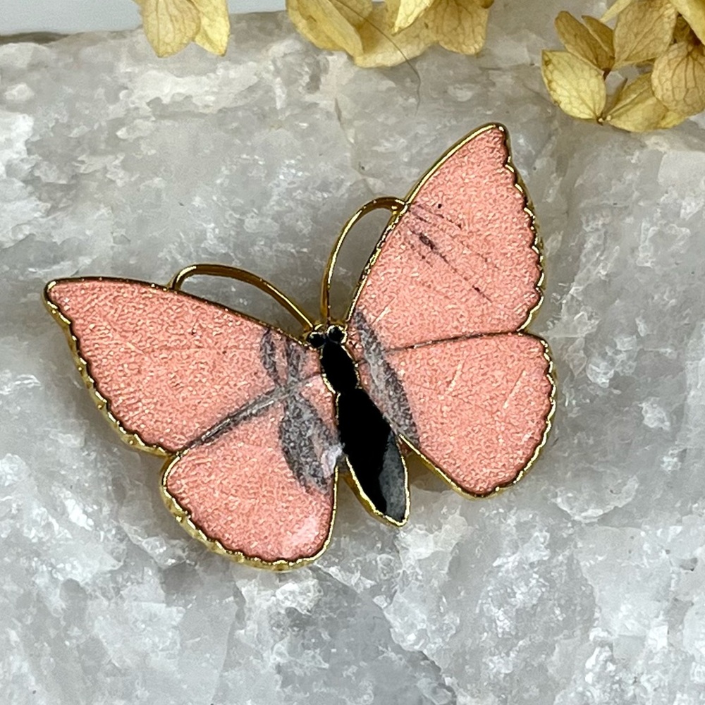 Vintage Pink Enamel Butterfly Brooch - Picture 5 of 10